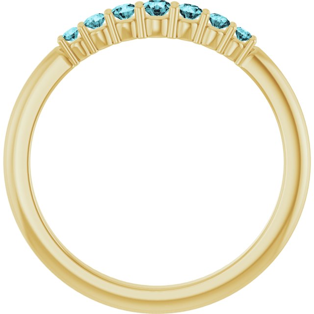 14k Yellow Natural Blue Zircon Stackable Ring