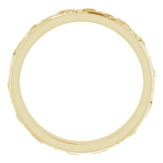 14K Yellow 3 mm Floral Band Size 7.5