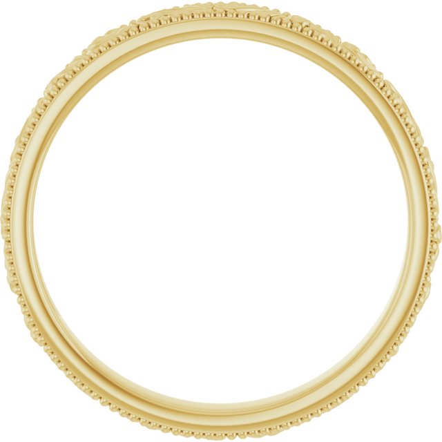 18K Yellow 3.2 mm Floral-Inspired Band Size 7