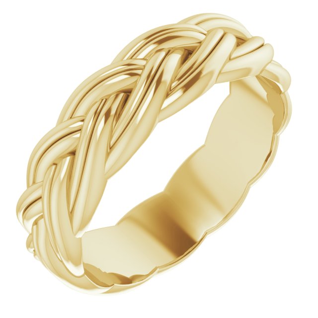 14K Yellow 6 mm Woven-Design Band Size 9.5