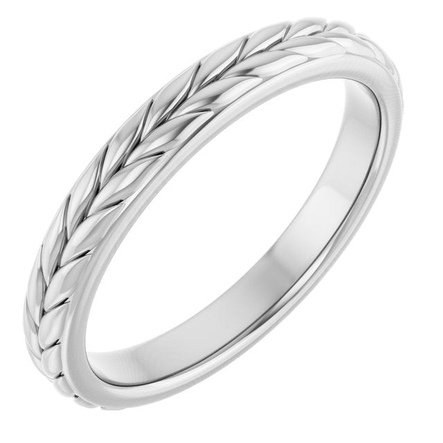 14K White 3 mm Floral Band Size 7