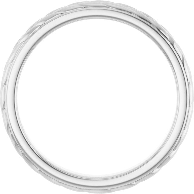 14K White 3 mm Floral Band Size 7