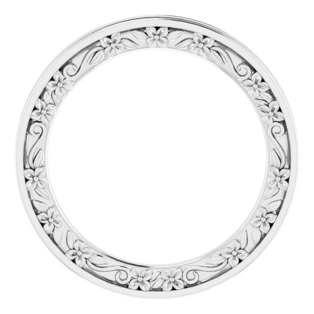 14K White 2.5 mm Floral Band Size 6.5