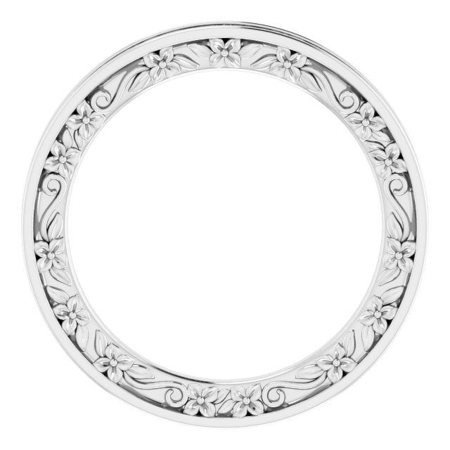14K White 2.5 mm Floral Band Size 7