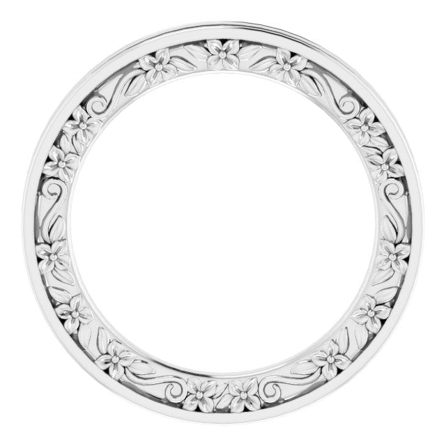 14K White 2.5 mm Floral Band Size 5