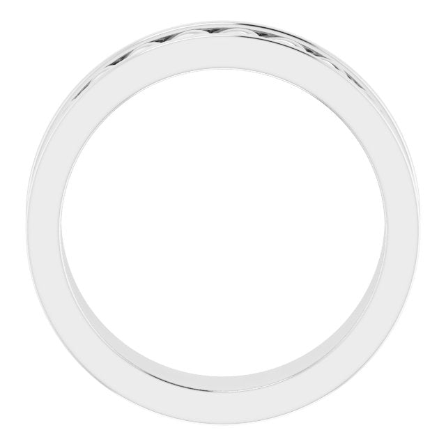 14K White 6 mm Link Design Band Size 7