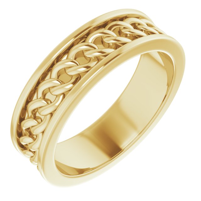 14K Yellow 6 mm Link Design Band Size 8