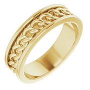 14K Yellow 6 mm Link Design Band Size 9