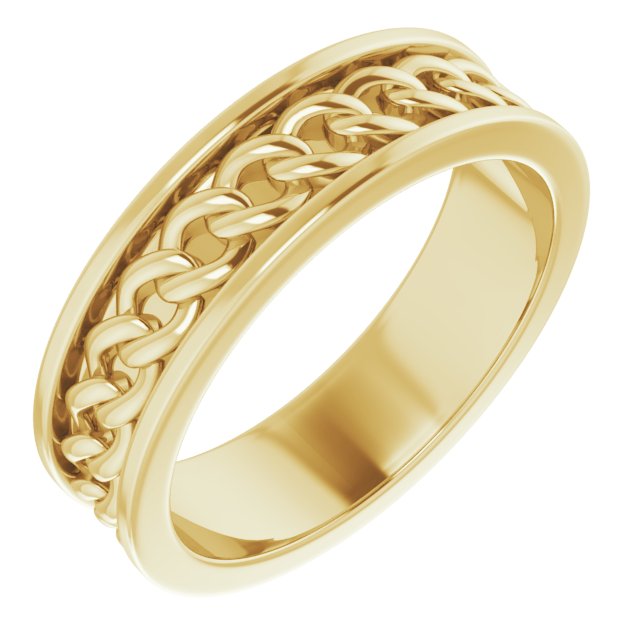14K Yellow 6 mm Link Design Band Size 9