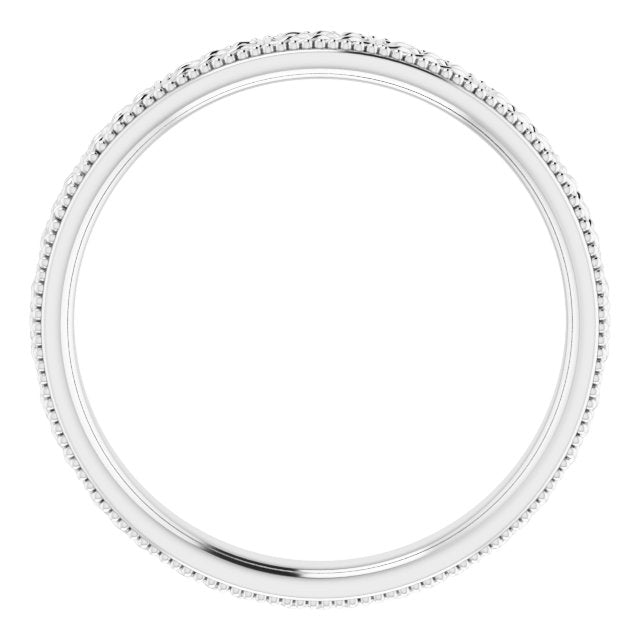 14K White 3 mm Celtic-Inspired Milgrain Band Size 7.5