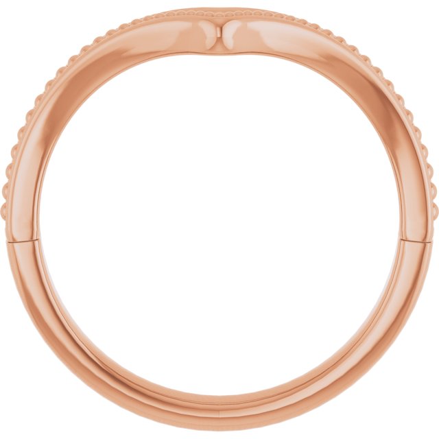 14K Rose Beaded V Ring