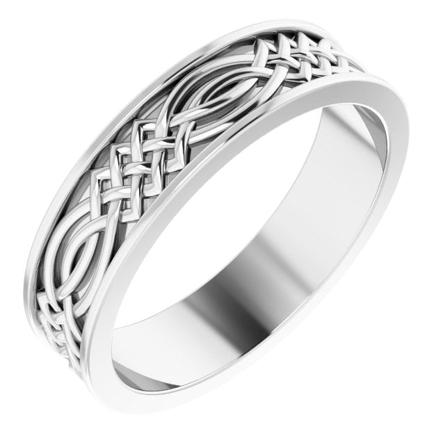 14K White 6 mm Celtic-Inspired Band Size 11.5
