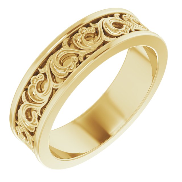 14K Yellow 6 mm Sculptural Band Size 8.5