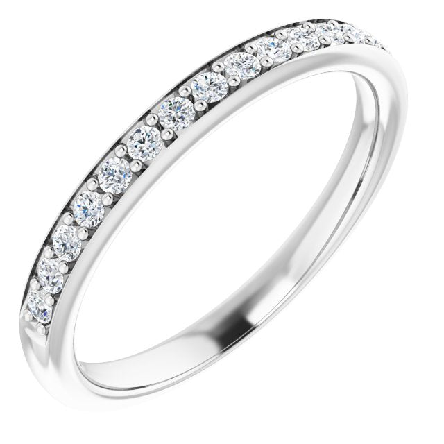 14k White 1/5 Ctw Natural Diamond Band For 6.5 Mm Round Ring