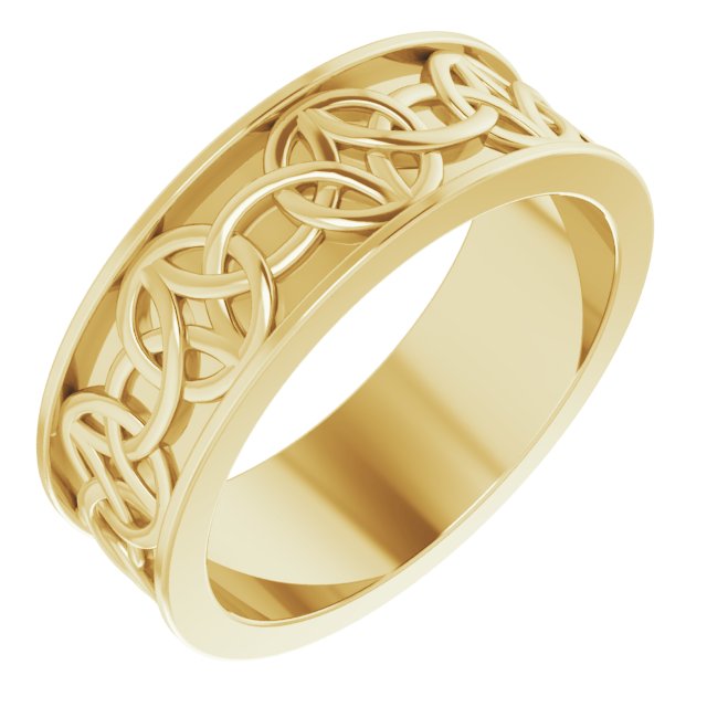 14K Yellow 7 mm Celtic-Inspired Band Size 8