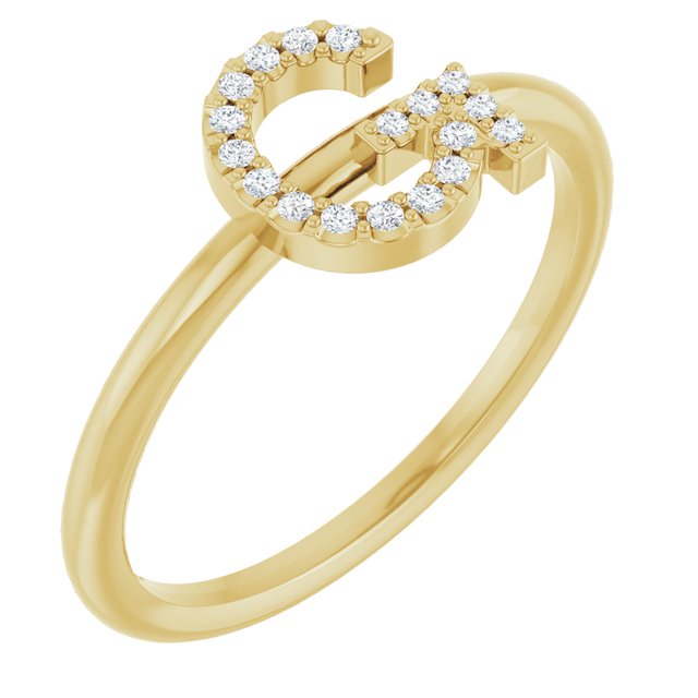 14k Yellow .06 Ctw Natural Diamond Initial G Ring