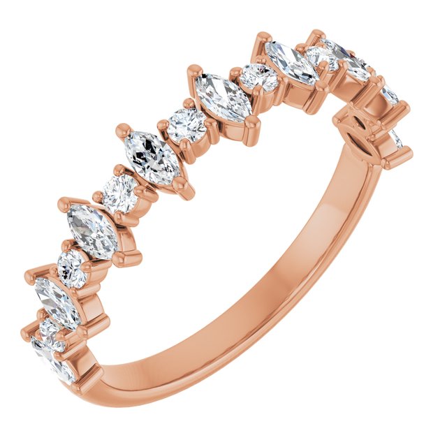 14k Rose 1/2 Ctw Natural Diamond Anniversary Band