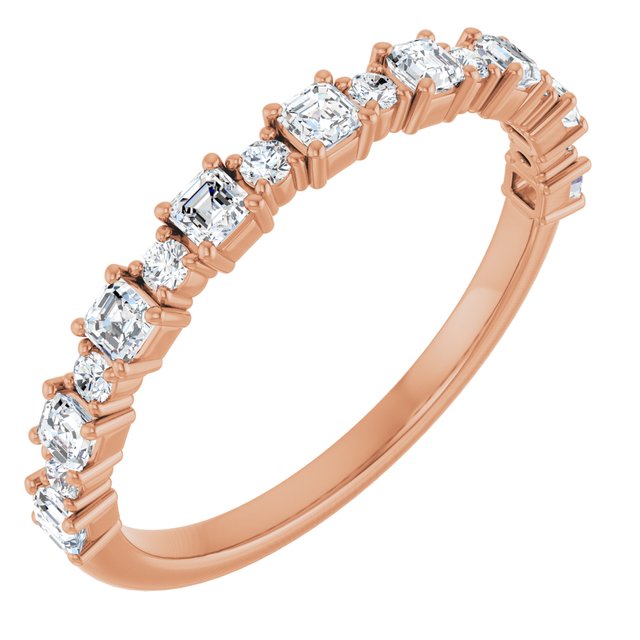 14k Rose 1/2 Ctw Natural Diamond Anniversary Band