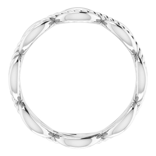 14K White Rope Design Band Size 6