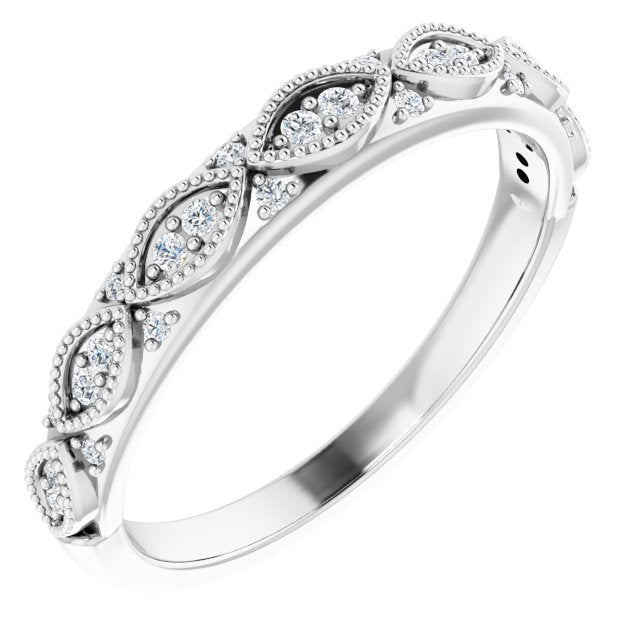 14k White 1/8 Ctw Natural Diamond Anniversary Band