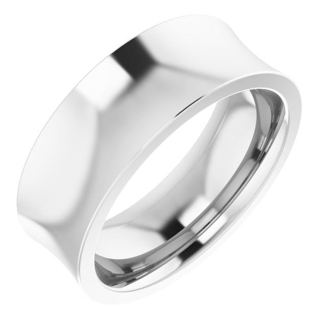 14K White 7 mm Concave Comfort Fit Band Size 7