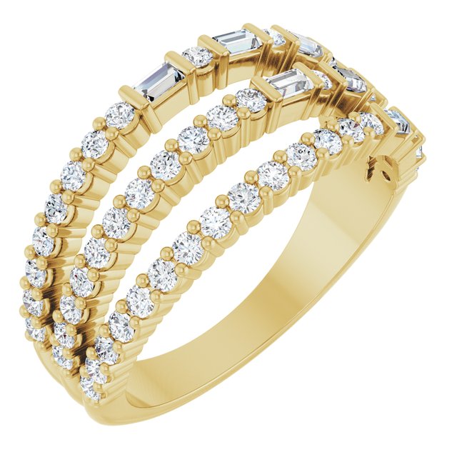 14k Yellow 7/8 Ctw Natural Diamond Stacked Ring