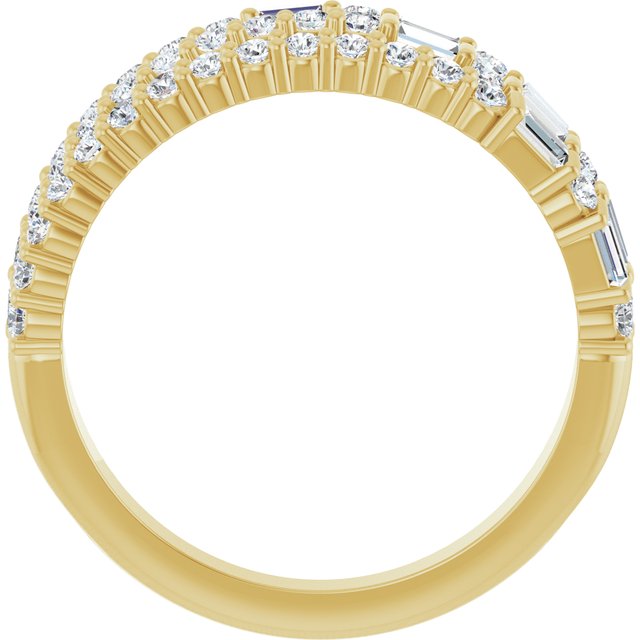 14k Yellow 7/8 Ctw Natural Diamond Stacked Ring