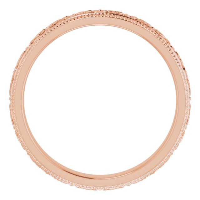 14K Rose 3 mm Patterned Band Size 6.5
