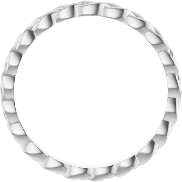 14k White 2 Mm Woven Band Size 7