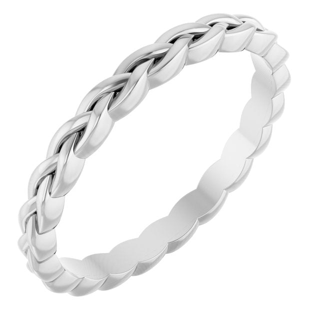 14k White 2 Mm Woven Band Size 7