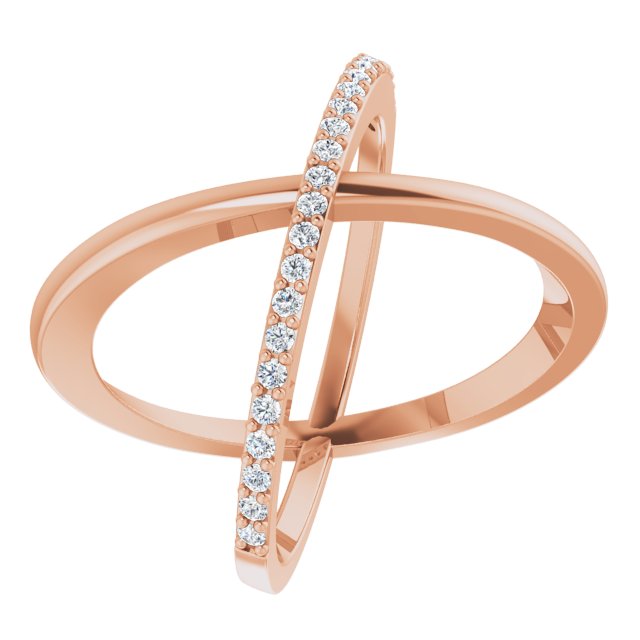 14k Rose 1/4 Ctw Natural Diamond Criss-cross Ring