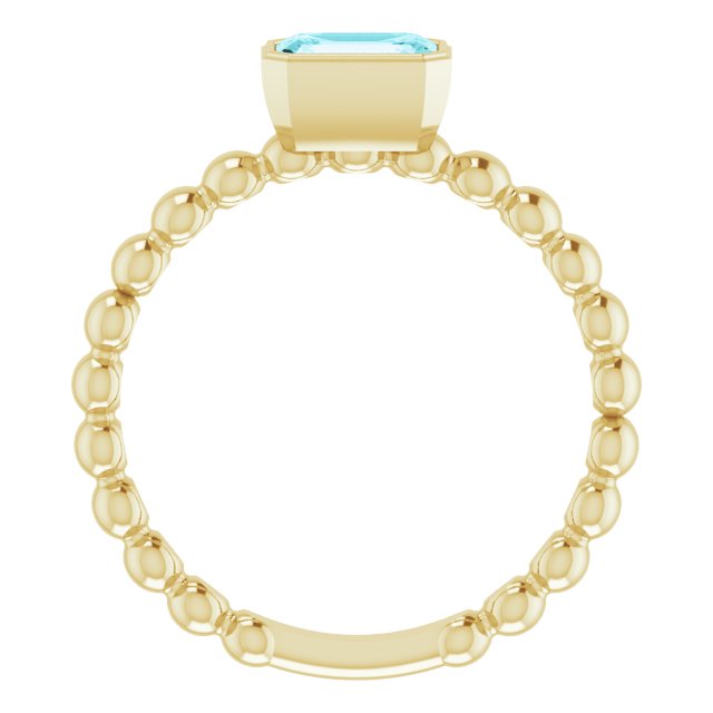 14k Yellow Natural Blue Zircon Family Stackable Ring
