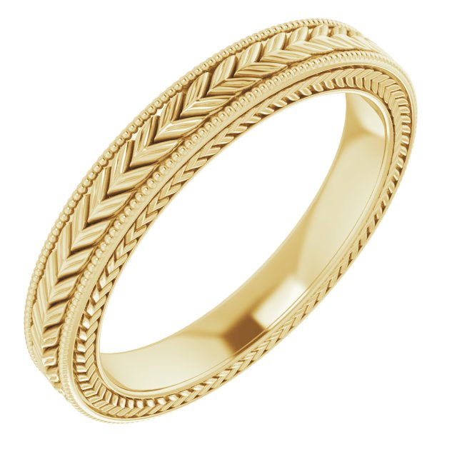 14k Yellow 3 Mm Wheat Pattern Band Size 5.5