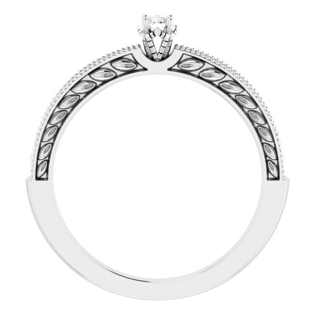 Sterling Silver Imitation White Cubic Zirconia Vintage-Inspired Ring