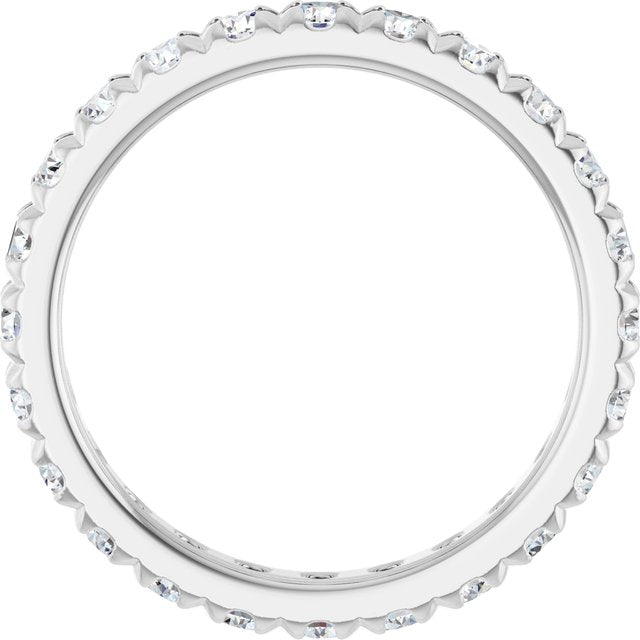 14K White 1 3/8 CTW Natural Diamond French-Set Eternity Band