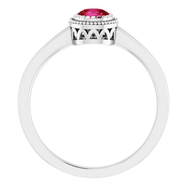 14K White Natural Ruby Ring