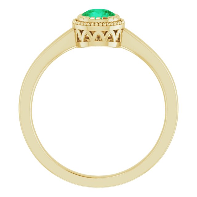 14K Yellow Natural Emerald Ring