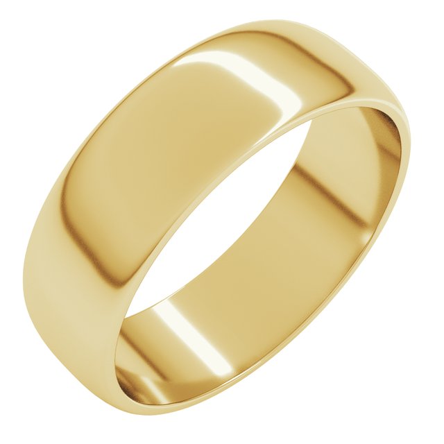 14K Yellow 6 mm Half Round Light Band Size 12