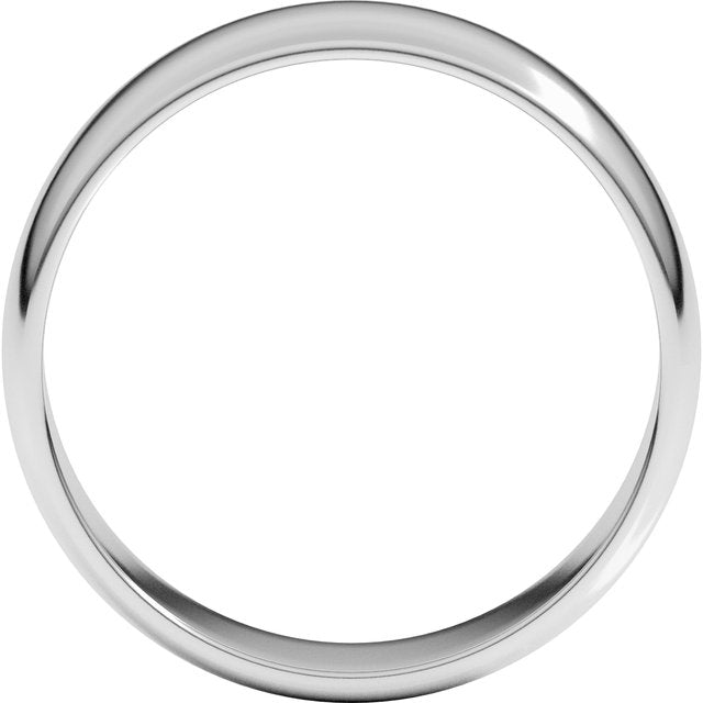 18K White 6 mm Half Round Light Band Size 11