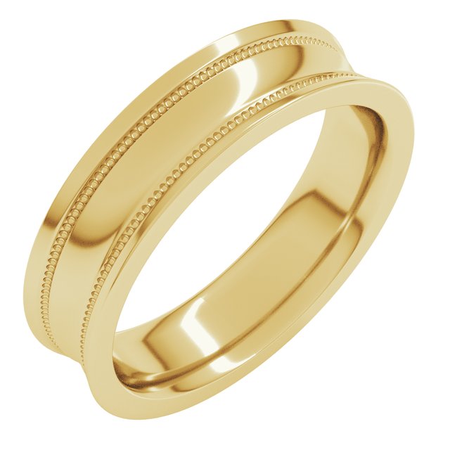 14K Yellow 5 mm Milgrain Concave with Edge Band Size 11