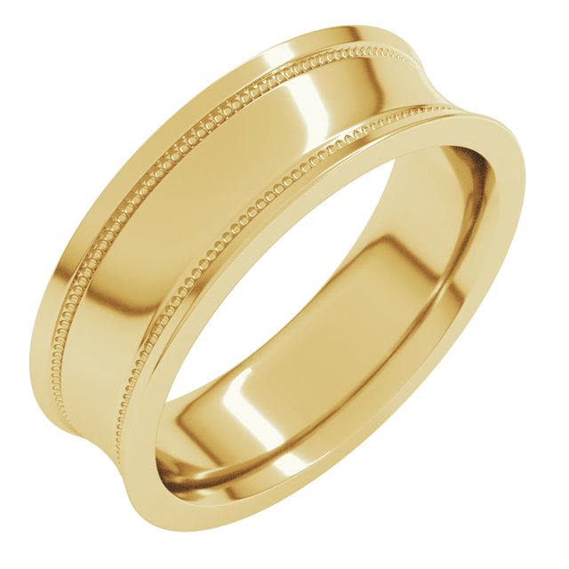 14K Yellow 6 mm Milgrain Concave with Edge Band Size 10