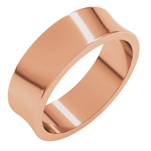 14K Rose 6 mm Concave Light Band Size 10