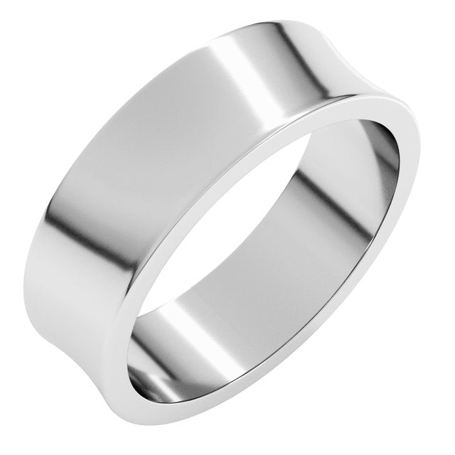 14K White 6 mm Concave Light Band Size 8