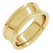 14K Yellow 7 mm Milgrain Concave with Edge Band Size 9