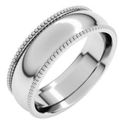 14K White 6 mm Beaded Comfort-Fit Band Size 16