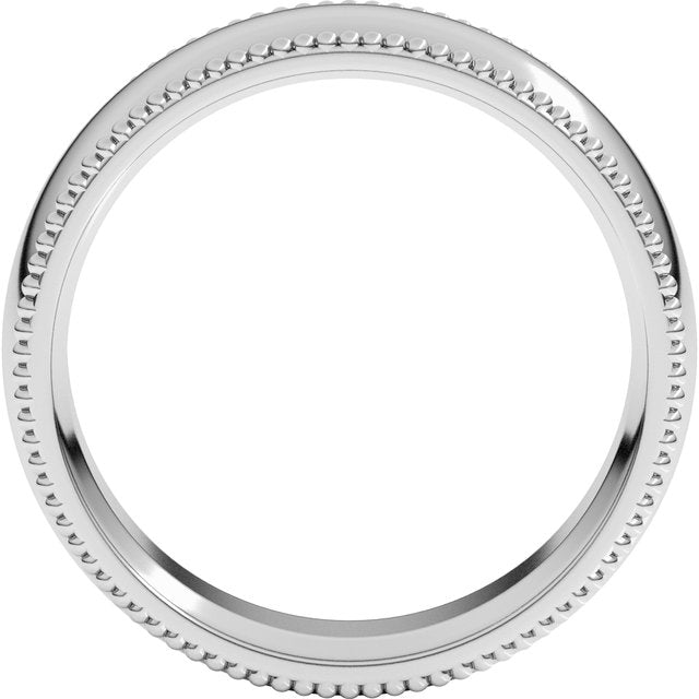 14K White 7 mm Beaded Comfort-Fit Band Size 9