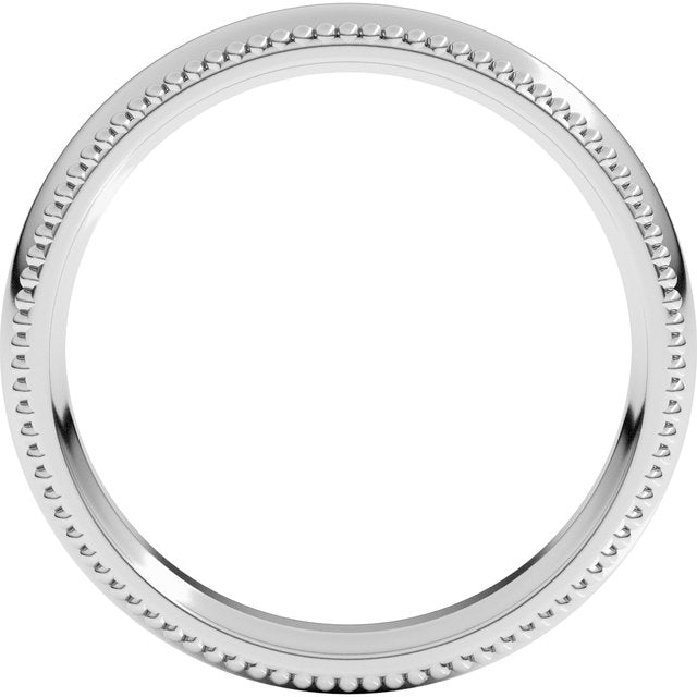 14K White 4 mm Beaded Comfort-Fit Band Size 10
