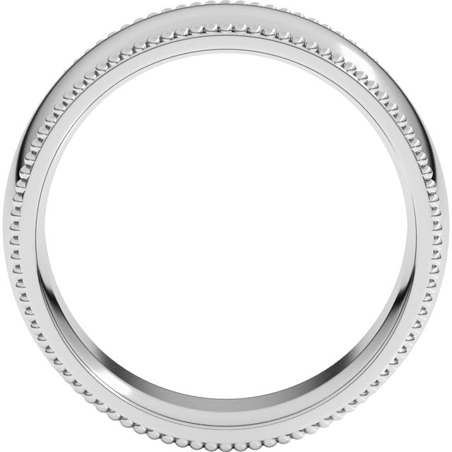 14K White 8 mm Beaded Comfort-Fit Band Size 8