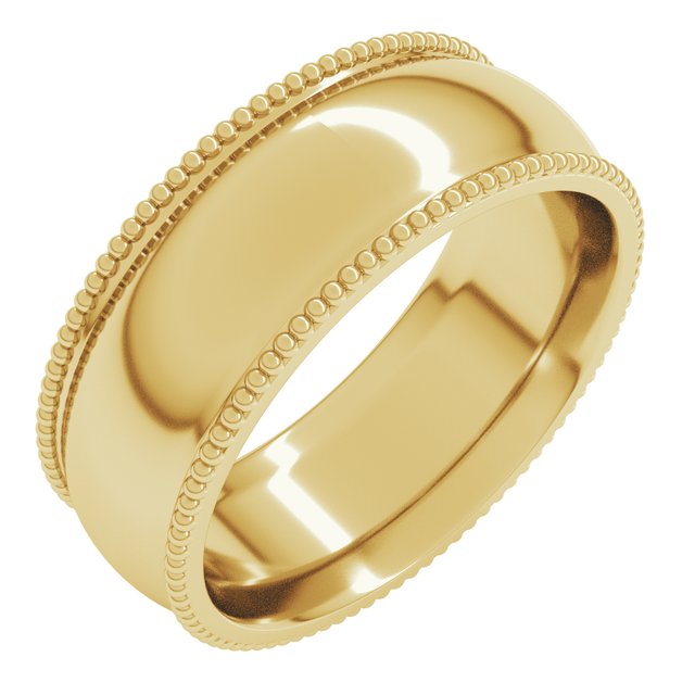 14K Yellow 7 mm Beaded Comfort-Fit Band Size 14