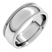 14K White 7 mm Beaded Comfort-Fit Band Size 9